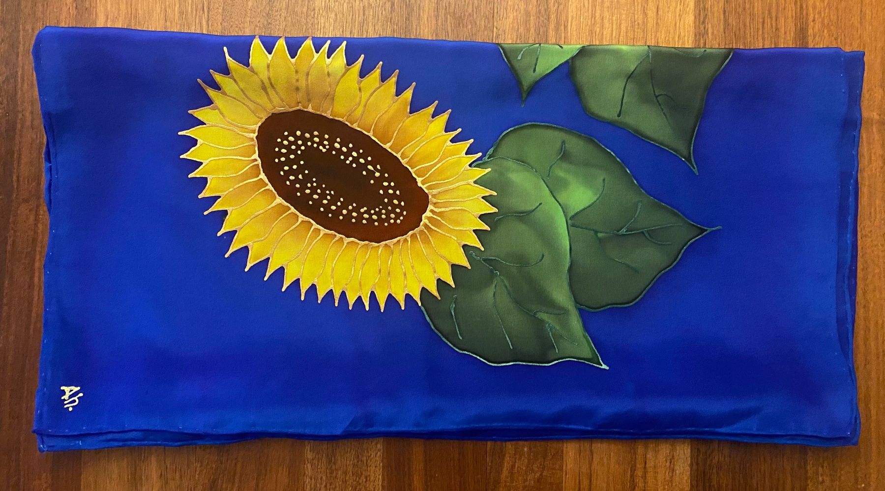 Foulards, Tücher & Schals: Handgemalter Seidenschal mit Sonnenblume Motiv – Gebraucht aus Jona von  2