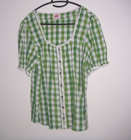Trachtenbluse, Kurzarm, Gr. 46, Grün/Weiss * Spieth&Wensky *