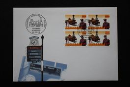 FDC 150 Jahre Schweizer Bahnen 1997 Bern - Viererblock