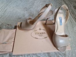 Elegante Prada Slingpumps, Gr. 37.5, beige