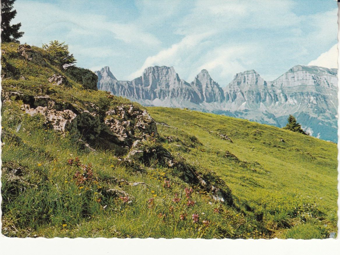 Cartoline postali: Flumserberge Aussicht Churfirsten 1968 – Usato da Bürglen TG venduto da StampGraf