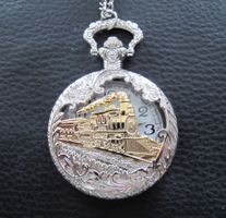 Umhängeuhr Steamtrain Lok Eisenbahn