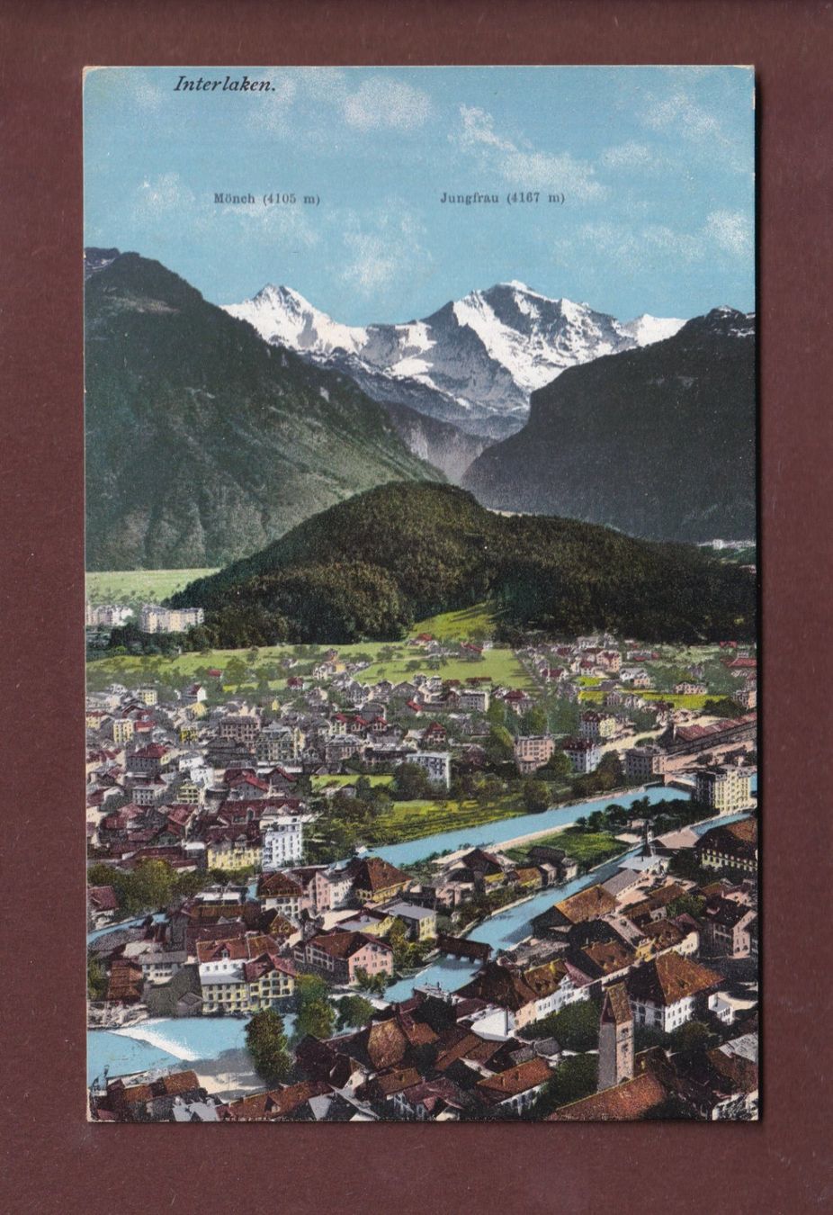 Cartoline postali: INTERLAKEN - Mönch und Jungfrau – Usato da Pully venduto da nicecards