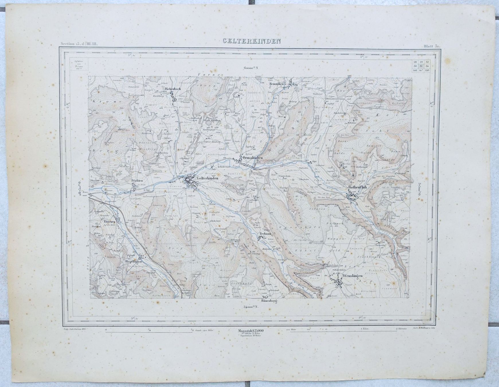 Cartine & Atlanti: 7 Siegfriedkarten 1:25'000 1877 - 1887 – Usato da Brugg AG venduto da hapeha 2