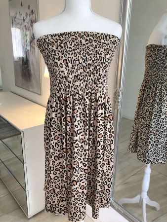 SALE ‼️ Kleid Sommerkleid Damen Bandeau Leo Muster XL