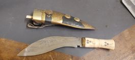 Nepal Jagdmesser Mit Klingenschnitzerei 18cm Klinge