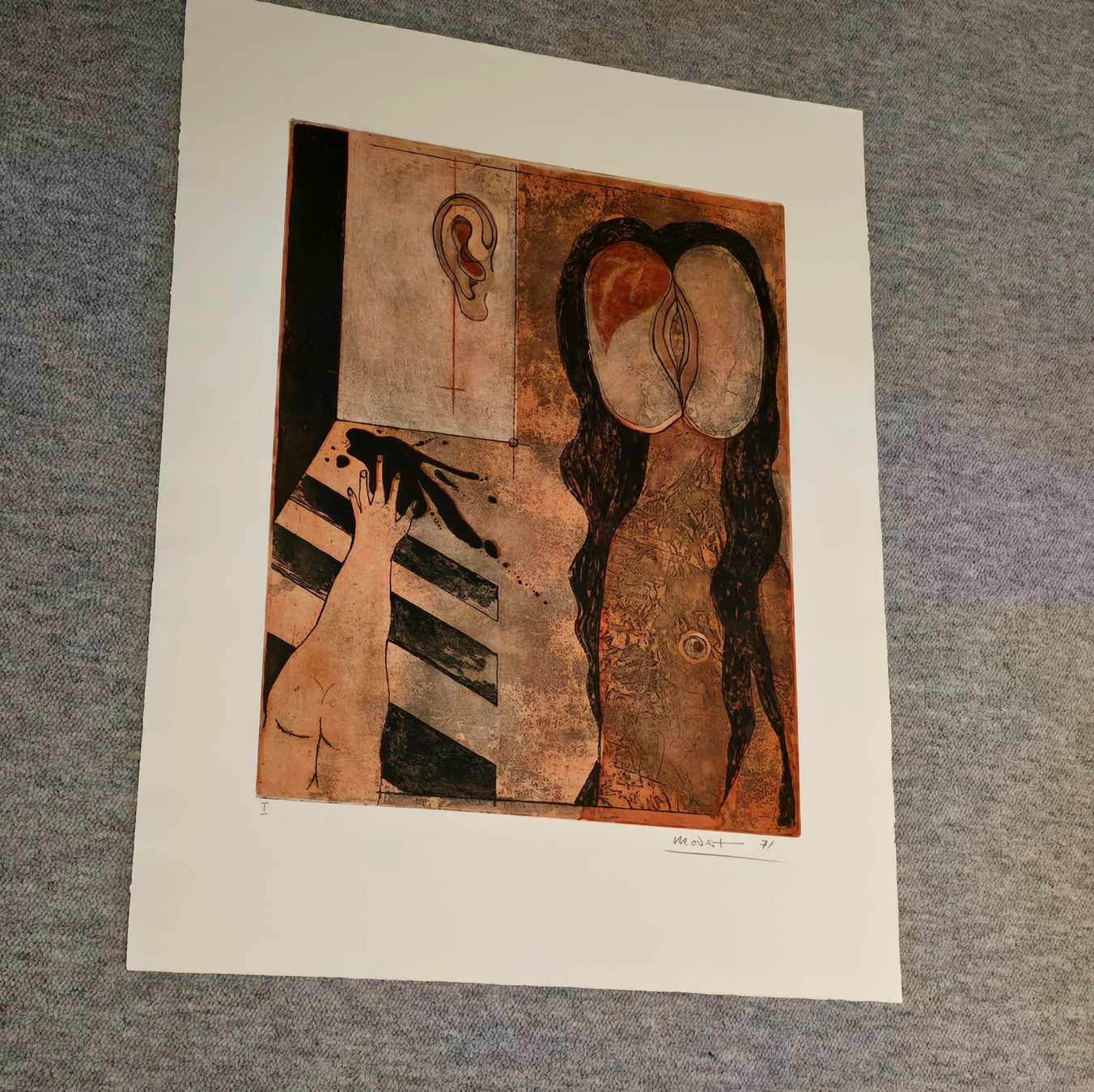 Grafiken & Lithographien: Christoph Modest - Farbradierung, handsigniert 1971 – Gebraucht aus Reinach BL von Pendling 3