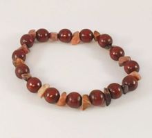 Armband in Rosenholz-Braun mit Rhodonit Heilsteine