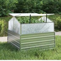 Garten-Hochbeet mit Gewächshaus 100x100x85cm Silber verzinkt