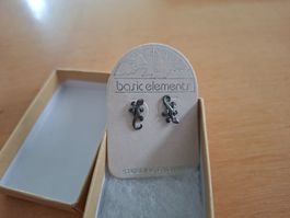 Silberne Ohrstecker Gecko Basic Elements, Neu mit Etikett