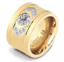 Woman ring gold with zircon from stainless steel