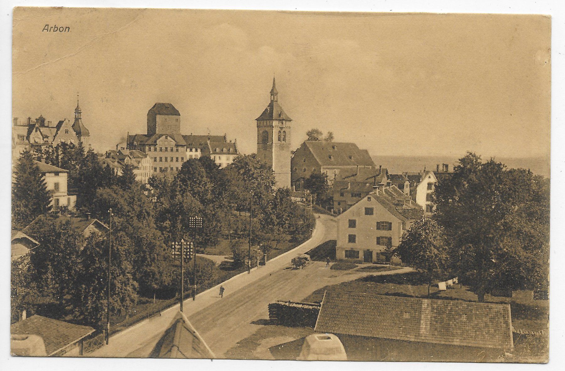 Ansichtskarten: Teilansicht von Arbon um 1910 – Gebraucht aus Hefenhofen von Richsalz