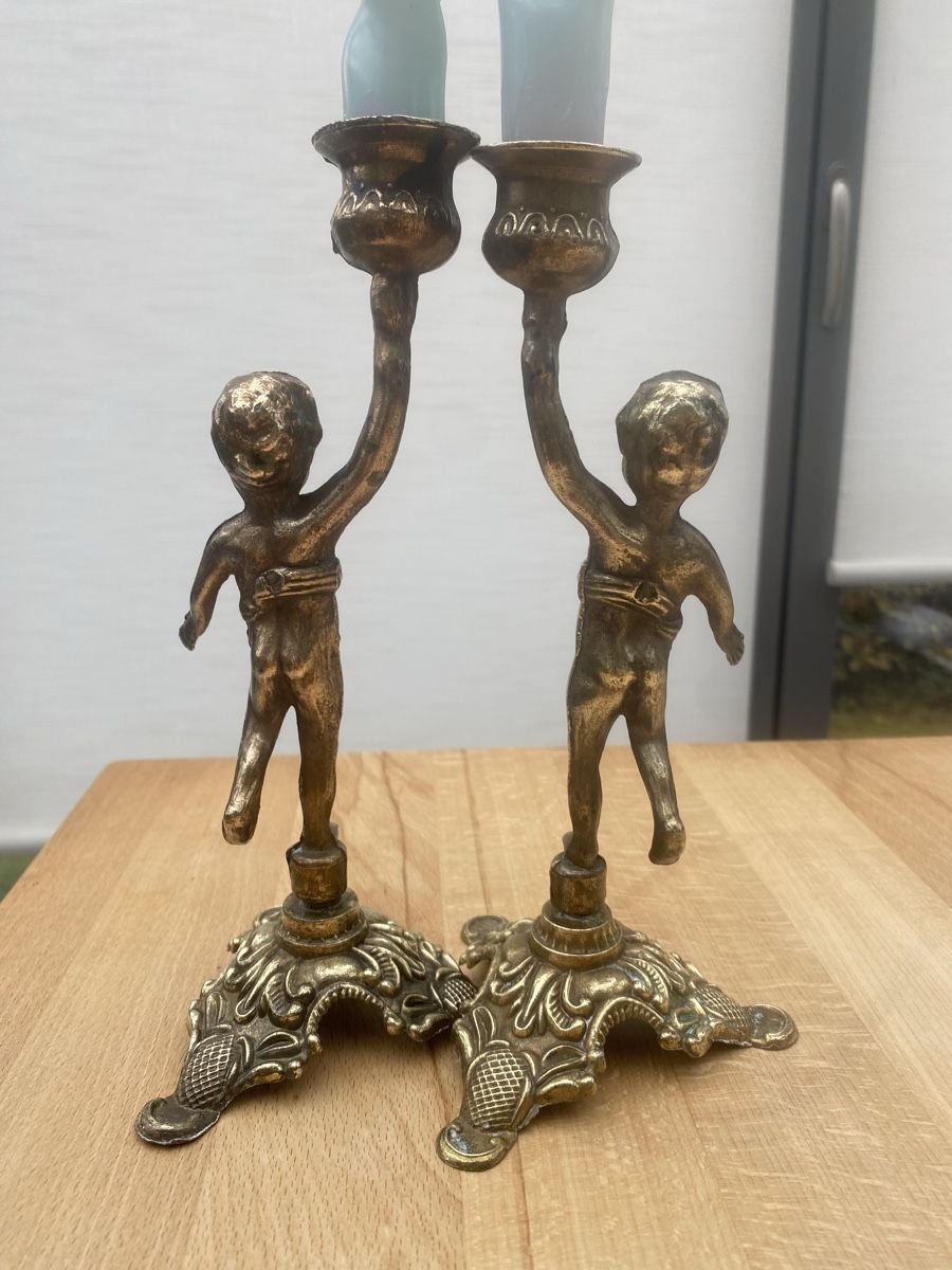 Portacandele: Barock Putto Kerzenständer – Usato da Wiesendangen venduto da argon03 1