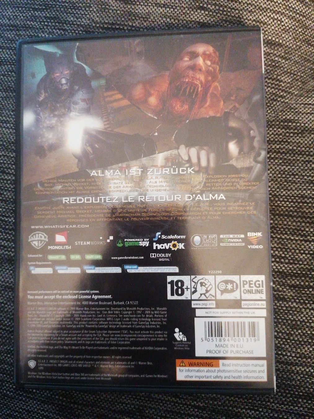 Giochi: FEAR 2 FOR WINDOWS DVD – Usato da Pratteln venduto da ThereseZ 1