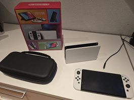 Nintendo Switch OLED mit OVP weiss mit Tasche
