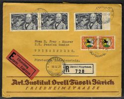 1931, J55(3x)+J56(2x) auf R/Eilbrief nach TRIESENBERG(15496)