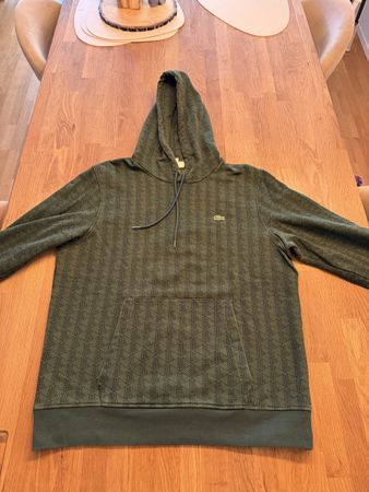 Lacoste Pullover Kapuze Grösse XL dunkelgrün gemustert guter