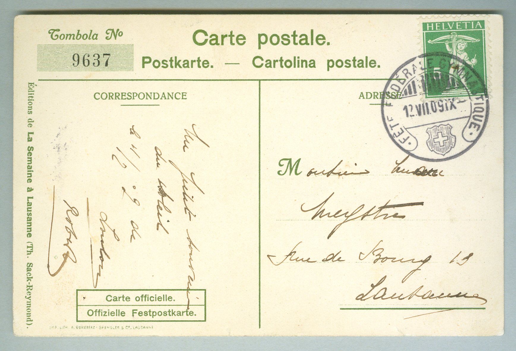 Cartes postales: 1909 Schweiz AK Kt VD – D'occasion à Zürich par yago-rot 1