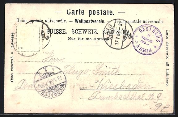 Cartoline postali: Mondschein-AK Gäbris /Appenzell, Gastha – Usato da Berlin venduto da bartko-reher 1