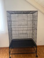 Vogelkäfig mit Ablage & Rollen herausnehmbar Schwarz