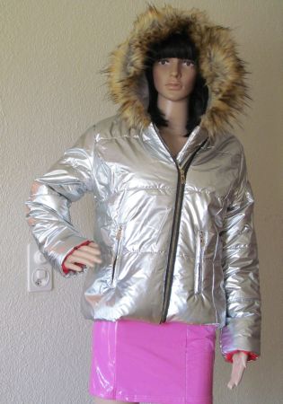 NEU Silberne Lackjacke Steppjacke Winterjacke Gr. L