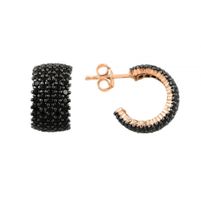 Ohrringe Creole Alliance Zirkon schwarz roségold 925 12mm