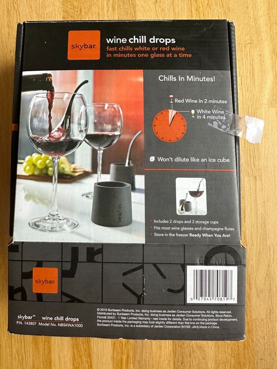 NEU SKYBAR WINE CHILL DROPS, NP 50Fr Kaufen auf Ricardo