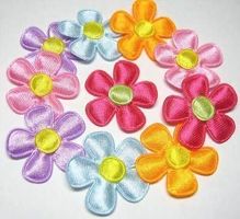10 applique FLEURS satin mix 3cm