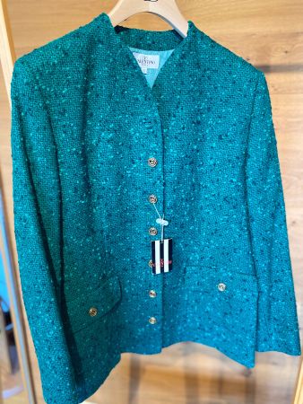 Valentino Tweed Jacke Grün Gr. 44 Vintage Miss V