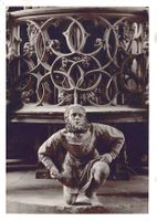 Nürnberg, St. Lorenz, Figur Adam Kraft, Fotokarte um 1955