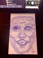 Original Zeichnung Gesicht Kugelschreiber auf Papier