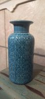 Vase Keramik blau mit Reliefmuster guter Zustand