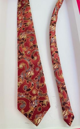 Cravatta di seta Commodore Trevira rosso/oro fantasia