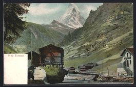 Zermatt, Partie in der Umgebung, Häuser