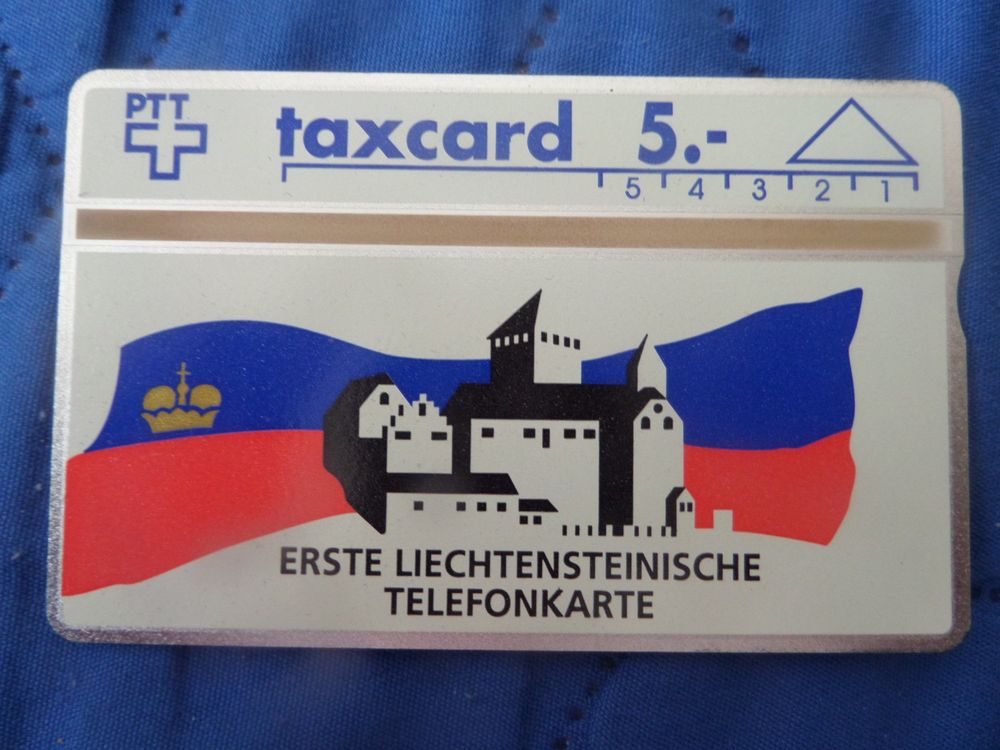 Swisscom Cartes de téléphone: Liechtensteinische Telefonkarte 5 Fr., PTT Taxcard, Rarität – Neuf (Voir description) à Thun par ang_7pwg