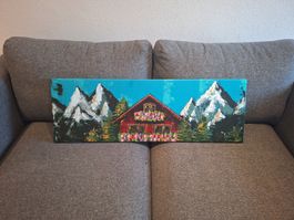 Acrylgemälde - Canvas Painting Alpine Chalet Mountain 