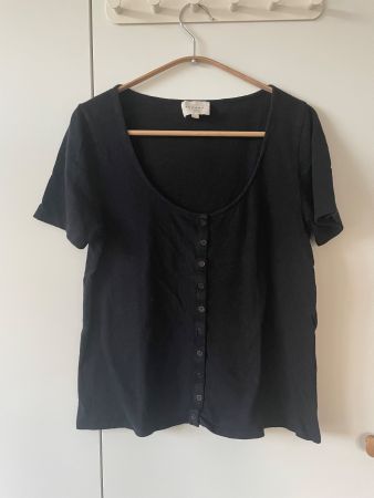Sézane T-Shirt Milo Schwarz aus Leinen-Baumwolle – Gr. M