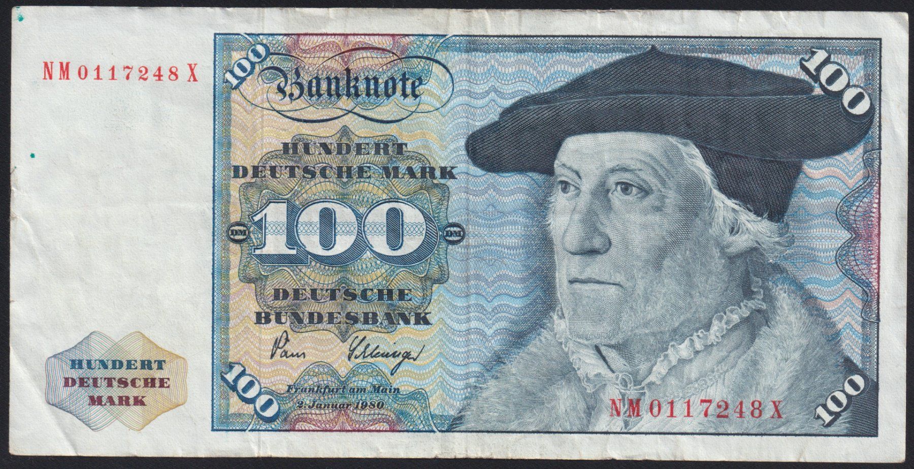 Banknoten: Deutschland 100 Mark 1980 – Gebraucht aus Brugg AG von banknoten_muesli