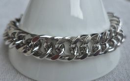 Bracciale Argento Maglia Cubana Chiusura a Scatto 22 cm
