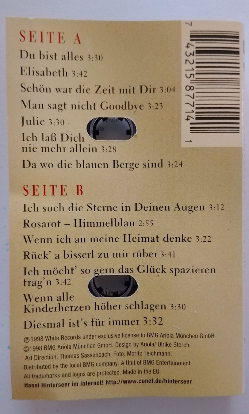 Kompaktkassetten: 2 musikkassetten hansi hinterseer – Gebraucht aus Zürich von var_gmw9 3