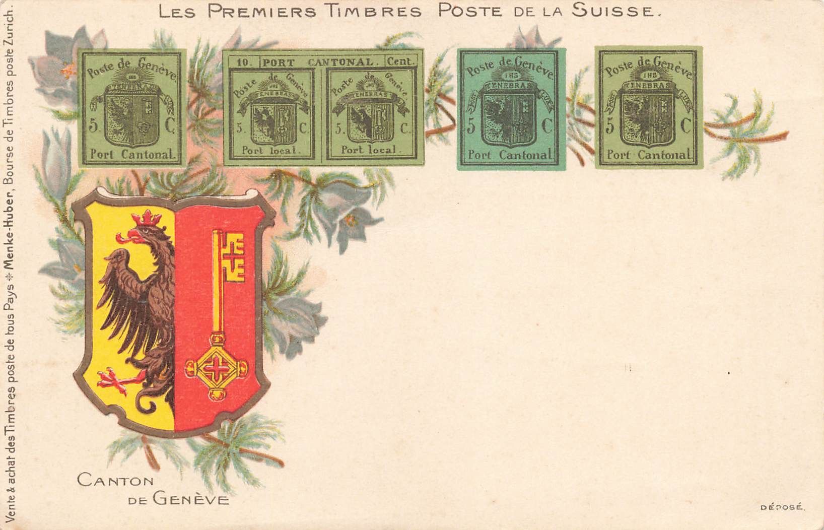 Cartoline postali: Genève GE Erste Schweizer Briefmarken – Usato da Biasca venduto da Blenio71