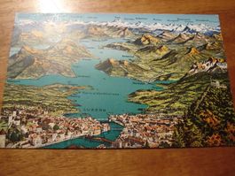 Panorama Luzern/Vierwaldstättersee, um 1920, farbig, ungelau