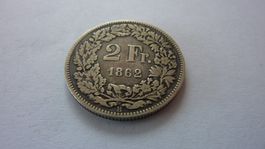 Uralter Zweifränkler 1862 ,  sehr schön