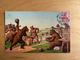 Antike Postkarte, Bärenkarte, Bern, 1912, gelaufen