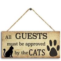 Katzen Willkommen Schild aus Holz