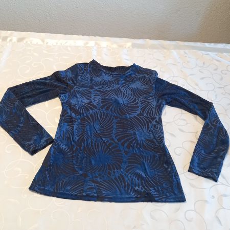 Festliches langarm T-Shirt Plüsch dunkelblau Gr S