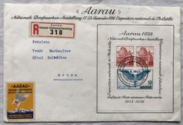 Aarau-Block auf Brief - 1938