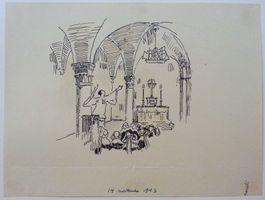 Tuschezeichnung Prediger, 1943
