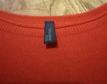 Benetton: Haut orange en viscose, taille XS/S