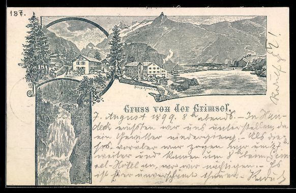 Cartoline postali: Litho Grimsel, Fluss, Ortspartie und Was – Usato da Berlin venduto da bartko-reher